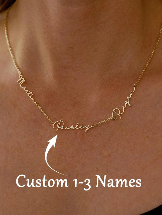 Personalized Multi-Name Necklace, Customized Family Necklace, Stainless Steel Gold-Plated Name Pendant, Minimalist Halloween Jewelry, Christmas Gift, Gift For Mom, Graduation Gift, Back To School Gift