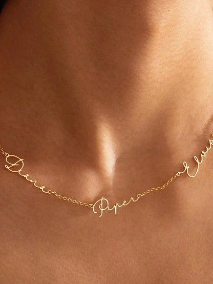Personalized Multi-Name Necklace, Customized Family Necklace, Stainless Steel Gold-Plated Name Pendant, Minimalist Halloween Jewelry, Christmas Gift, Gift For Mom, Graduation Gift, Back To School Gift