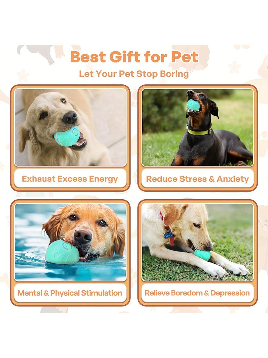 Pet Electric Toy, Smart Bouncing Ball, Intelligent Jumping Rolling Interactive Dog Toy Ball, Durable Exercise Activation Automatic Rolling Ball Toy, Suitable For Small/Medium/Large Dogs, USB Rechargea
