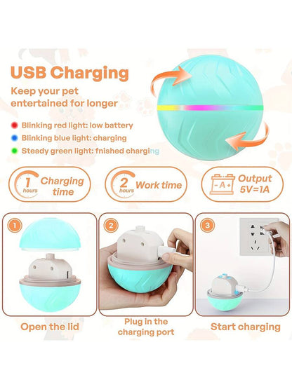 Pet Electric Toy, Smart Bouncing Ball, Intelligent Jumping Rolling Interactive Dog Toy Ball, Durable Exercise Activation Automatic Rolling Ball Toy, Suitable For Small/Medium/Large Dogs, USB Rechargea