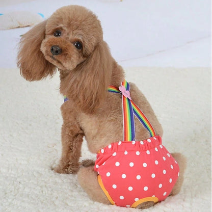 Pet Polka Dot Period Pants- Reusable Dog Sanitary Pants For Heat Cycle