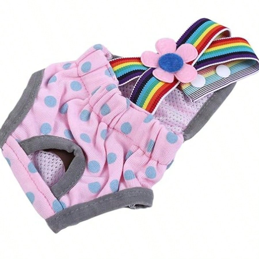 Pet Polka Dot Period Pants- Reusable Dog Sanitary Pants For Heat Cycle