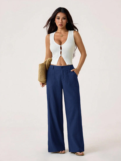 PETITE 100% Washed Cotton Low Waist Straight Pants Linen Pants For Women Loose Pants For Women Wide Leg Summer Pants Women Wide Leg Pants,Petite Women