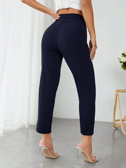 PETITE High Waist Press Crease Cropped Tapered Pants,Petite Women