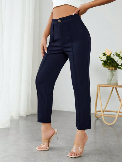 PETITE High Waist Press Crease Cropped Tapered Pants,Petite Women