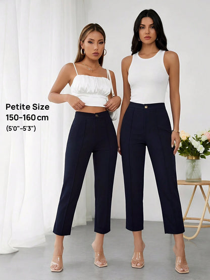 PETITE High Waist Press Crease Cropped Tapered Pants,Petite Women