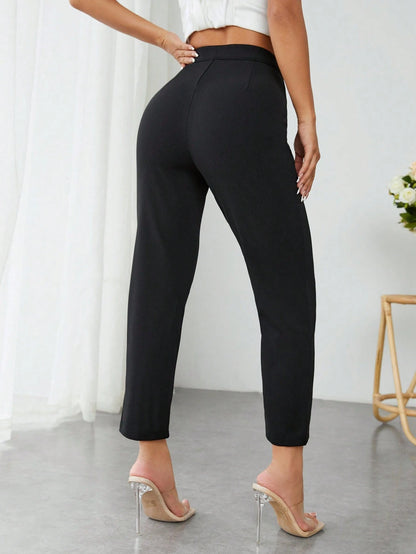 PETITE High Waist Press Crease Cropped Tapered Pants,Petite Women