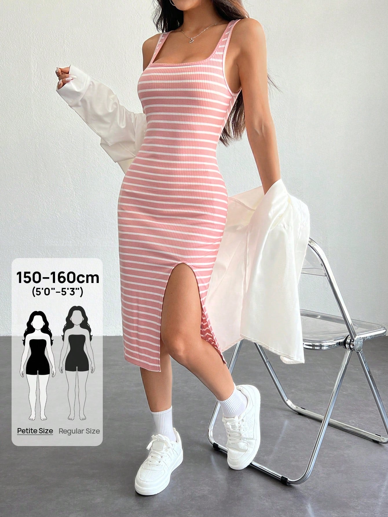 PETITE Summer Women's Casual Basic Tank Top Striped Split Dress,Pastel Dresses For Women,Summer Dresses For Women,Petite Women