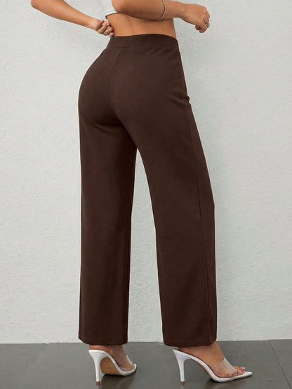 PETITE Women's Casual Elegant Waist Cross Fit Straight Pants,Petite Women