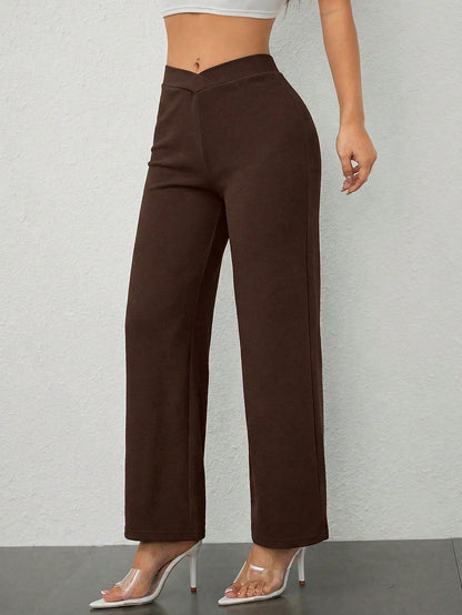 PETITE Women's Casual Elegant Waist Cross Fit Straight Pants,Petite Women
