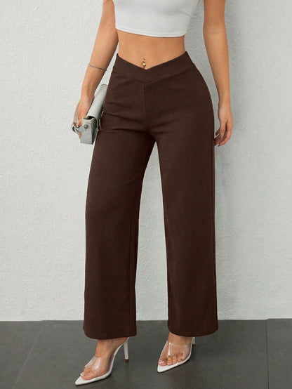 PETITE Women's Casual Elegant Waist Cross Fit Straight Pants,Petite Women