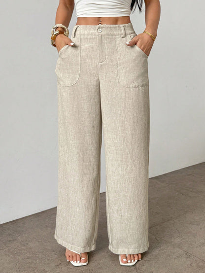PETITE Women's Low Waist Pocket Button Zipper Straight Leg Pants Vacation Khaki Autumn Casual,Petite Women Vacation Vacation Vacation Vacation