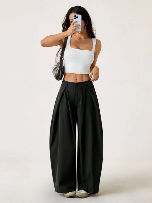 PETITE Women's Summer Vintage Casual Hippie Street Oversized Blue Striped Textured Wide Leg Pants,Petite Women