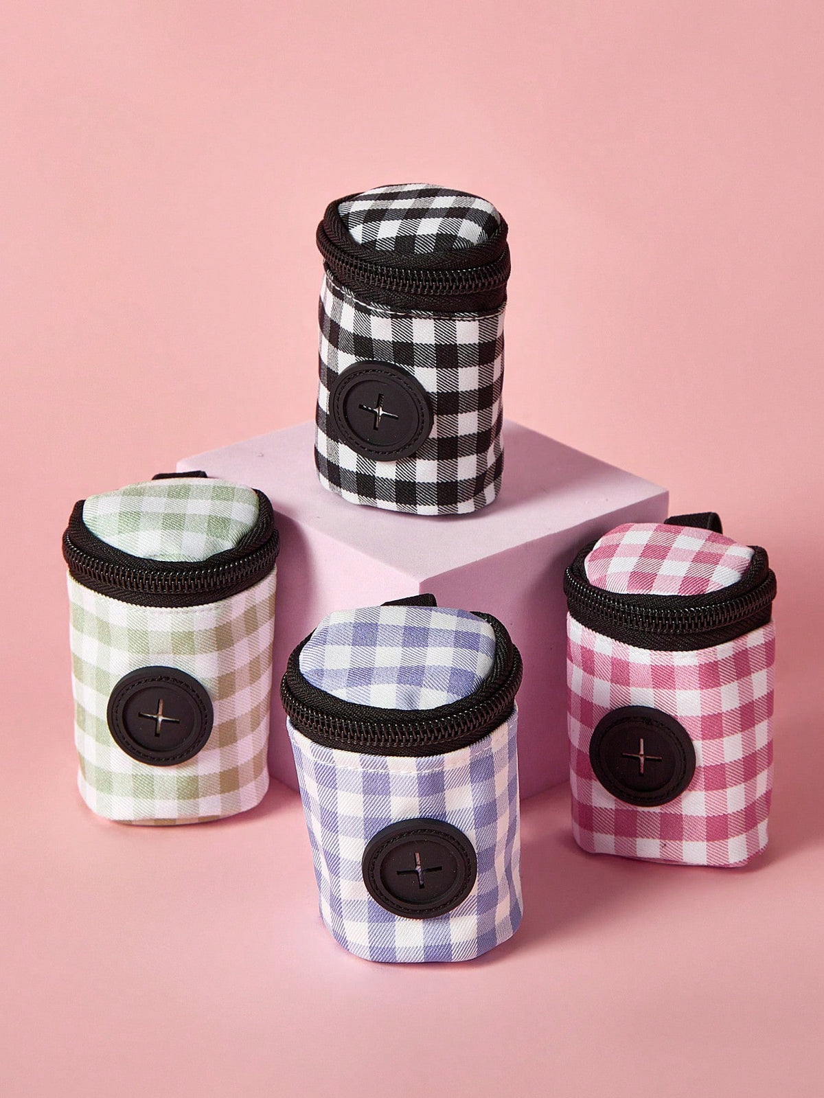 PETSIN 1pc Outdoor Dog Walking Poop Bag Holder, Fashionable Plaid Pet Waste Bag, Durable Polyester Material Dispenser Bag, Pet Excrement Bag, Ideal Outdoor Tool For Pet Owners