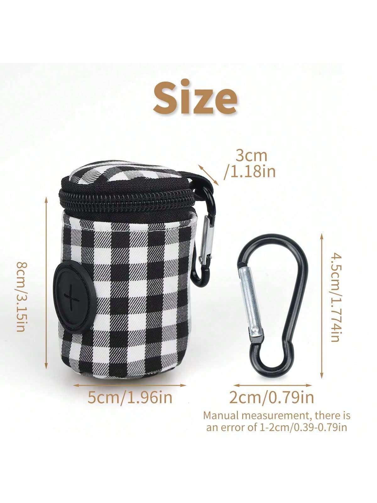PETSIN 1pc Outdoor Dog Walking Poop Bag Holder, Fashionable Plaid Pet Waste Bag, Durable Polyester Material Dispenser Bag, Pet Excrement Bag, Ideal Outdoor Tool For Pet Owners
