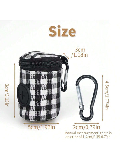 PETSIN 1pc Outdoor Dog Walking Poop Bag Holder, Fashionable Plaid Pet Waste Bag, Durable Polyester Material Dispenser Bag, Pet Excrement Bag, Ideal Outdoor Tool For Pet Owners