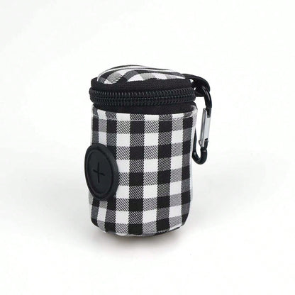 PETSIN 1pc Outdoor Dog Walking Poop Bag Holder, Fashionable Plaid Pet Waste Bag, Durable Polyester Material Dispenser Bag, Pet Excrement Bag, Ideal Outdoor Tool For Pet Owners