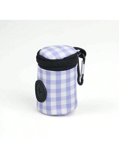 PETSIN 1pc Outdoor Dog Walking Poop Bag Holder, Fashionable Plaid Pet Waste Bag, Durable Polyester Material Dispenser Bag, Pet Excrement Bag, Ideal Outdoor Tool For Pet Owners