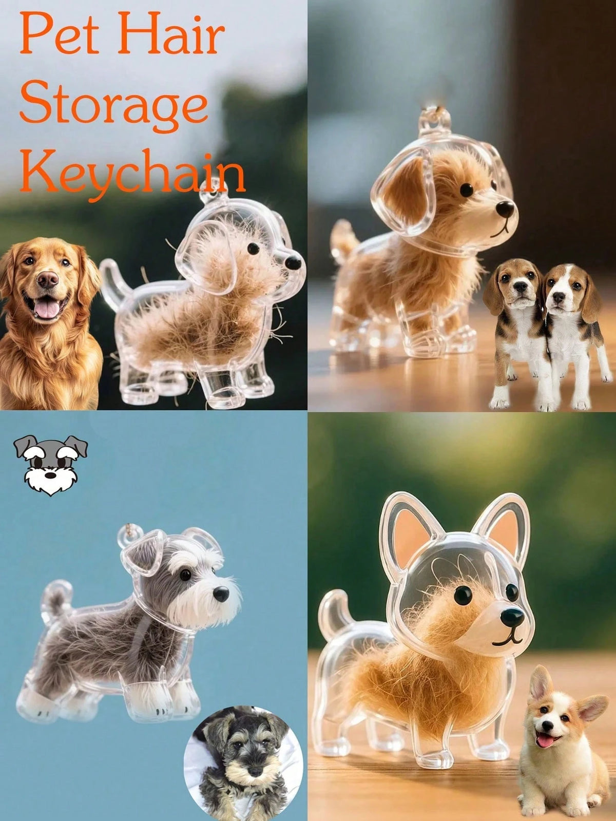 PETSIN 1pc Pet Breed Design Pet Hair Storage Keychain, Dog Breed Keychain Keepsake, Multifunctional Pet Memorial Pendant, Hair Storage Bag, Pet Hair Storage And Protection Memorial, Ideal Choice To Re