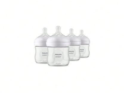 Philips Avent Natural Baby Bottles With Natural Response Nipples (Slow Flow, Flow 2), 4oz, 4-Pack, SCY900/04