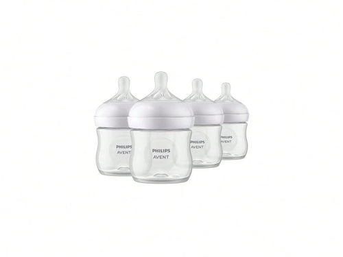 Philips Avent Natural Baby Bottles With Natural Response Nipples (Slow Flow, Flow 2), 4oz, 4-Pack, SCY900/04