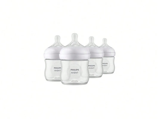 Philips Avent Natural Baby Bottles With Natural Response Nipples (Slow Flow, Flow 2), 4oz, 4-Pack, SCY900/04