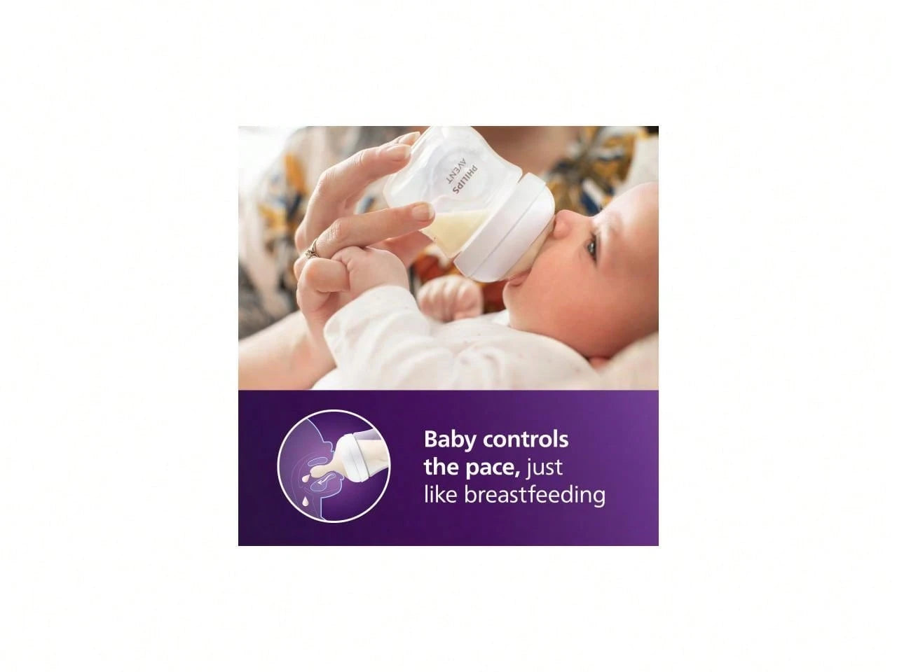 Philips Avent Natural Baby Bottles With Natural Response Nipples (Slow Flow, Flow 2), 4oz, 4-Pack, SCY900/04