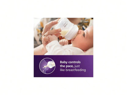 Philips Avent Natural Baby Bottles With Natural Response Nipples (Slow Flow, Flow 2), 4oz, 4-Pack, SCY900/04