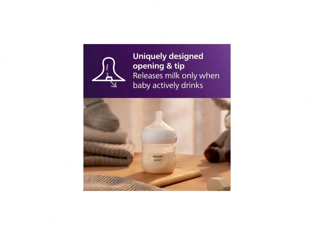 Philips Avent Natural Baby Bottles With Natural Response Nipples (Slow Flow, Flow 2), 4oz, 4-Pack, SCY900/04