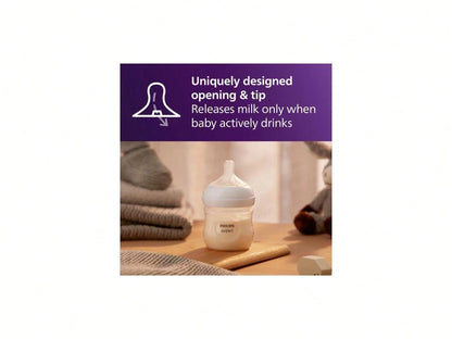 Philips Avent Natural Baby Bottles With Natural Response Nipples (Slow Flow, Flow 2), 4oz, 4-Pack, SCY900/04