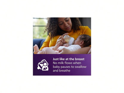 Philips Avent Natural Baby Bottles With Natural Response Nipples (Slow Flow, Flow 2), 4oz, 4-Pack, SCY900/04