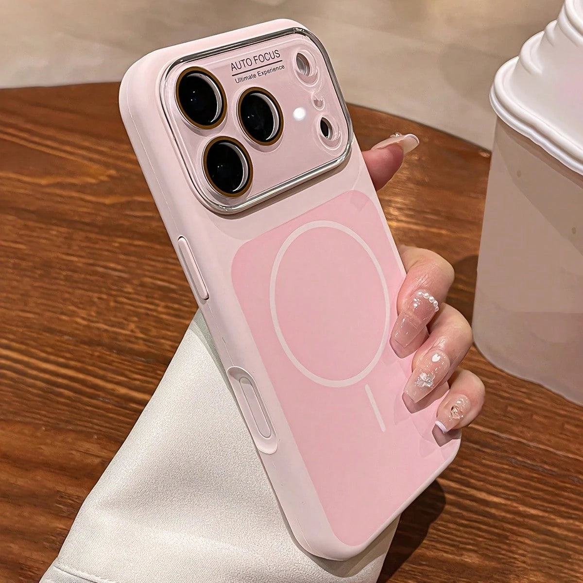 Phone Case- Luxurious Two-Tone Leather-Feel Liquid Silicone Magnetic Wireless Charging Phone Case, Compatible With 17Promax 17Pro 17 16 15 14 Pro Max Solid Color Glass Lens Protective Case Best Gifts