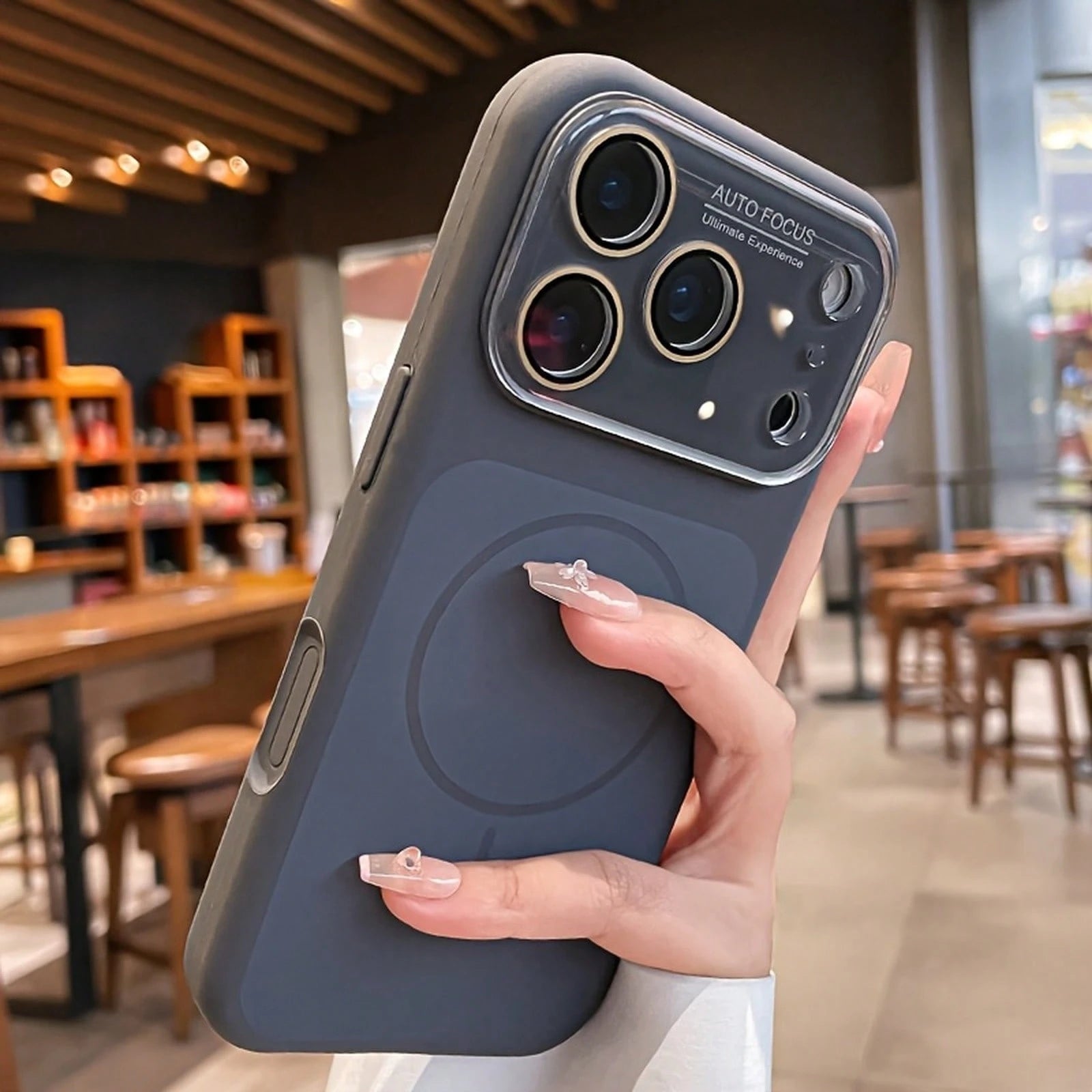 Phone Case- Luxurious Two-Tone Leather-Feel Liquid Silicone Magnetic Wireless Charging Phone Case, Compatible With 17Promax 17Pro 17 16 15 14 Pro Max Solid Color Glass Lens Protective Case Best Gifts