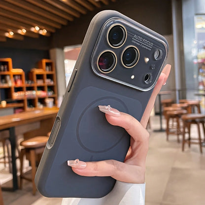 Phone Case- Luxurious Two-Tone Leather-Feel Liquid Silicone Magnetic Wireless Charging Phone Case, Compatible With 17Promax 17Pro 17 16 15 14 Pro Max Solid Color Glass Lens Protective Case Best Gifts