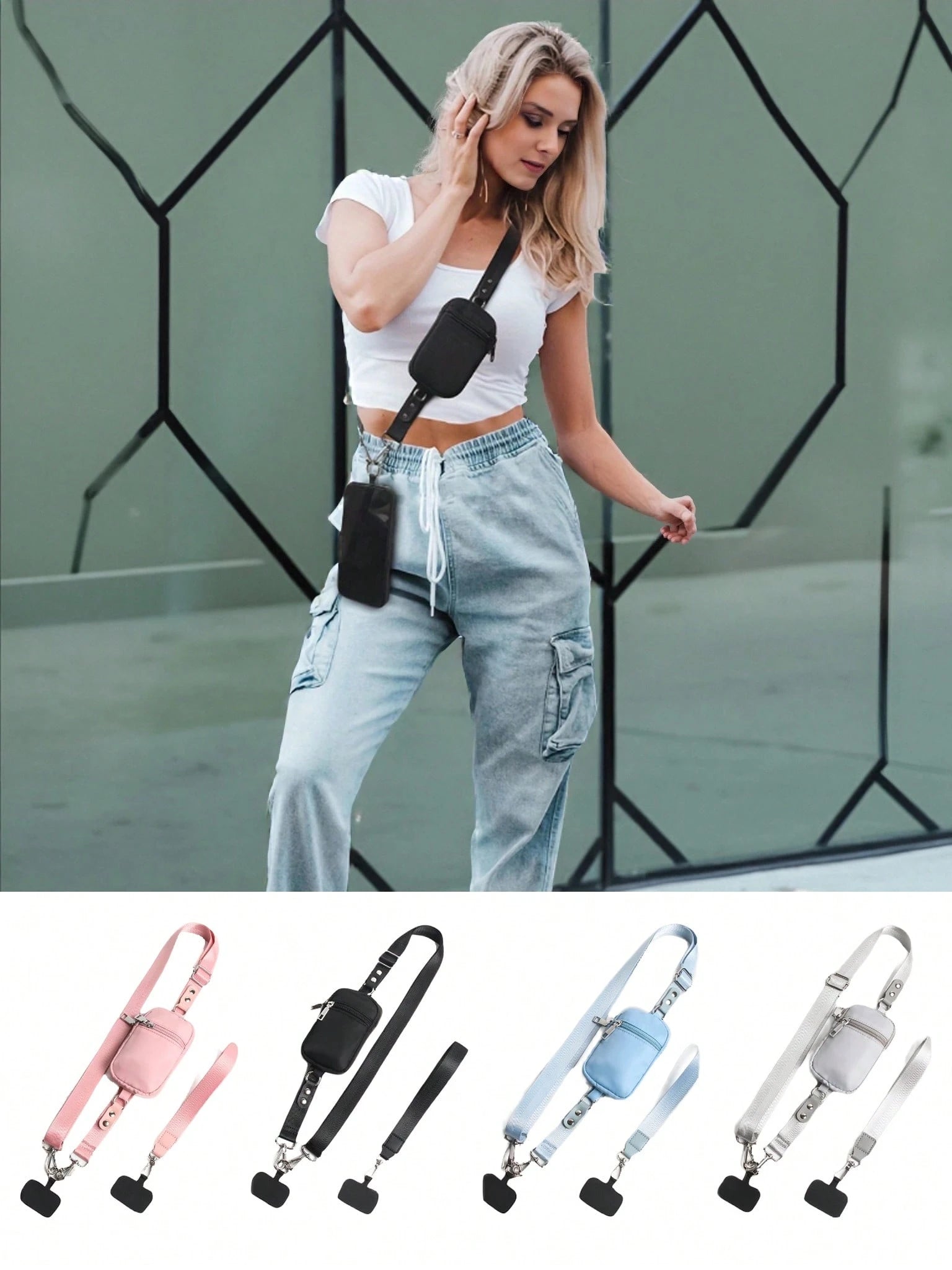 Phone Lanyard With Zipper Pocket, Phone Lanyard With Wallet, Crossbody Bag With Wallet And Clip, And Phone Lanyard With Wallet, Polyester Material, Suitable For All Smartphones