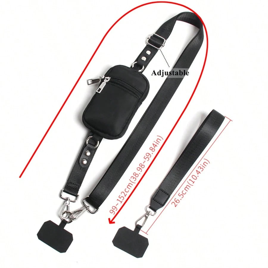 Phone Lanyard With Zipper Pocket, Phone Lanyard With Wallet, Crossbody Bag With Wallet And Clip, And Phone Lanyard With Wallet, Polyester Material, Suitable For All Smartphones
