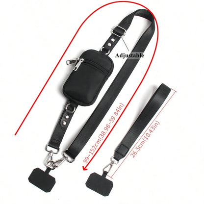 Phone Lanyard With Zipper Pocket, Phone Lanyard With Wallet, Crossbody Bag With Wallet And Clip, And Phone Lanyard With Wallet, Polyester Material, Suitable For All Smartphones