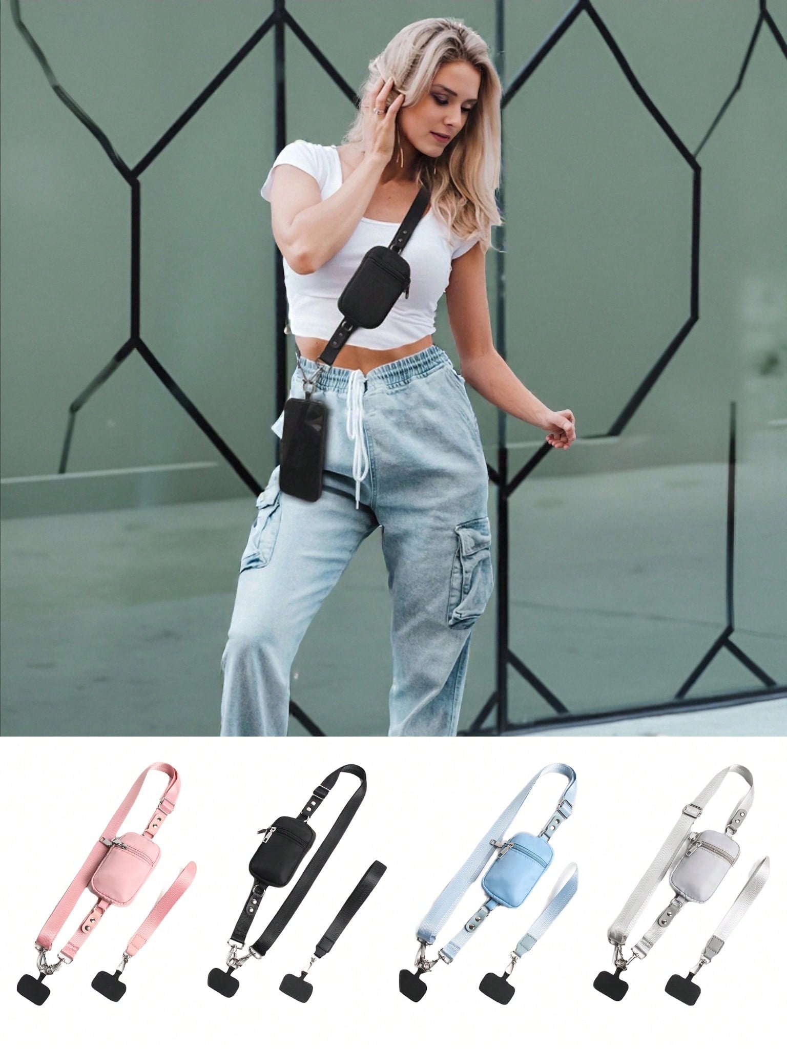 Phone Lanyard With Zipper Pocket, Phone Lanyard With Wallet, Crossbody Bag With Wallet And Clip, And Phone Lanyard With Wallet, Polyester Material, Suitable For All Smartphones