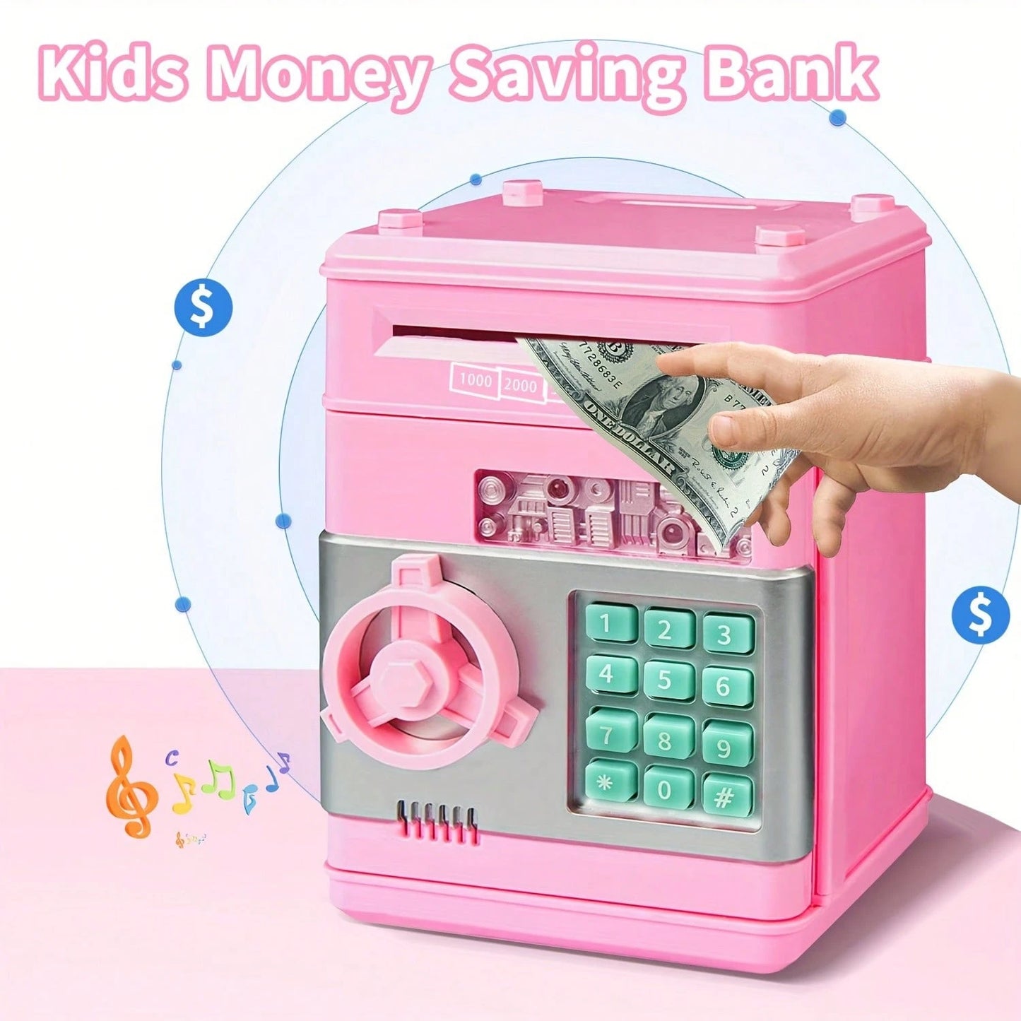 Piggy Bank Cash Coin Can ATM Bank Electronic Coin Money Bank For Kids Age 3-12, Money Savings Box Mini ATM Coin Bank Toys Gifts For 3 4 5 6 7 8 9 10 11 12 Year Old Boys Girls