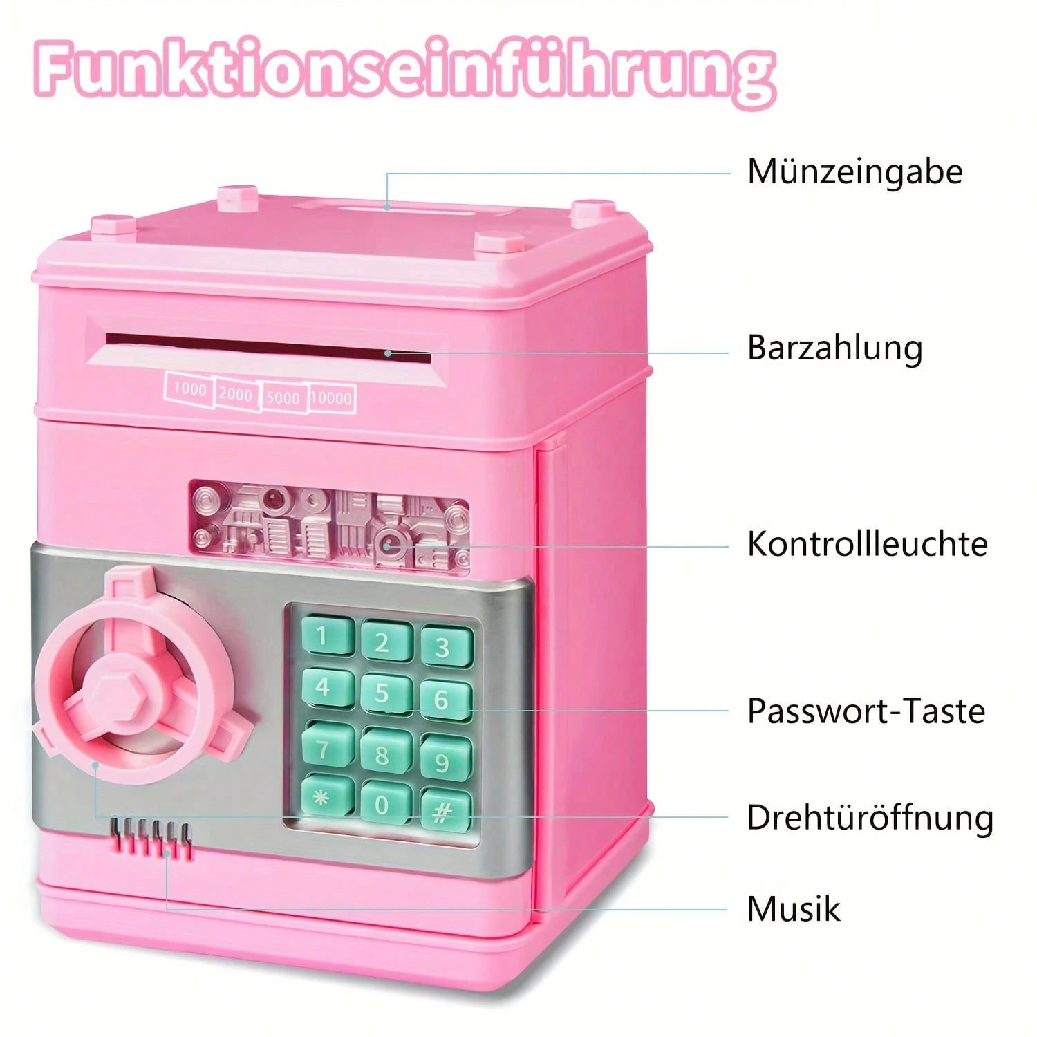 Piggy Bank Cash Coin Can ATM Bank Electronic Coin Money Bank For Kids Age 3-12, Money Savings Box Mini ATM Coin Bank Toys Gifts For 3 4 5 6 7 8 9 10 11 12 Year Old Boys Girls