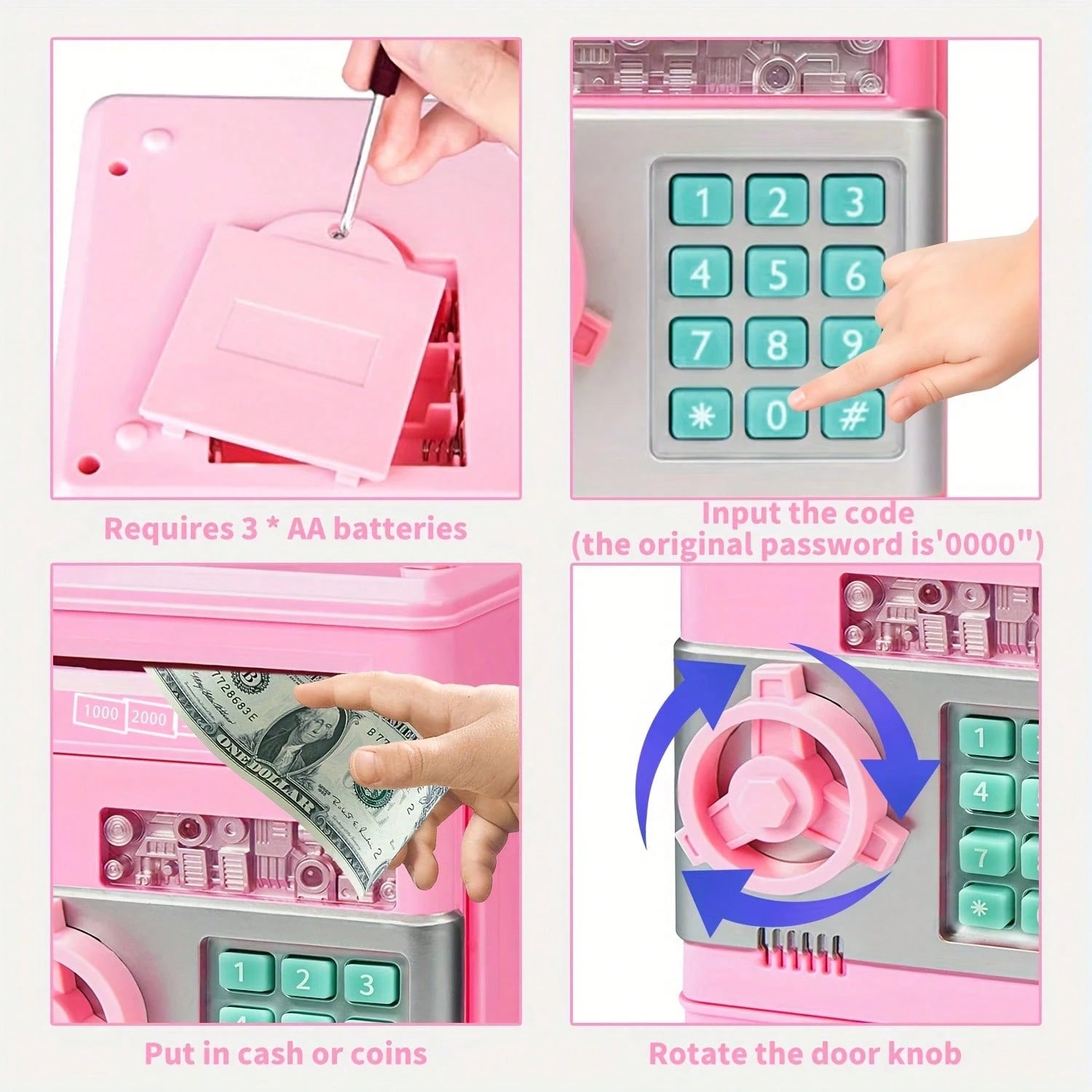Piggy Bank Cash Coin Can ATM Bank Electronic Coin Money Bank For Kids Age 3-12, Money Savings Box Mini ATM Coin Bank Toys Gifts For 3 4 5 6 7 8 9 10 11 12 Year Old Boys Girls