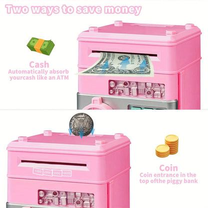 Piggy Bank Cash Coin Can ATM Bank Electronic Coin Money Bank For Kids Age 3-12, Money Savings Box Mini ATM Coin Bank Toys Gifts For 3 4 5 6 7 8 9 10 11 12 Year Old Boys Girls