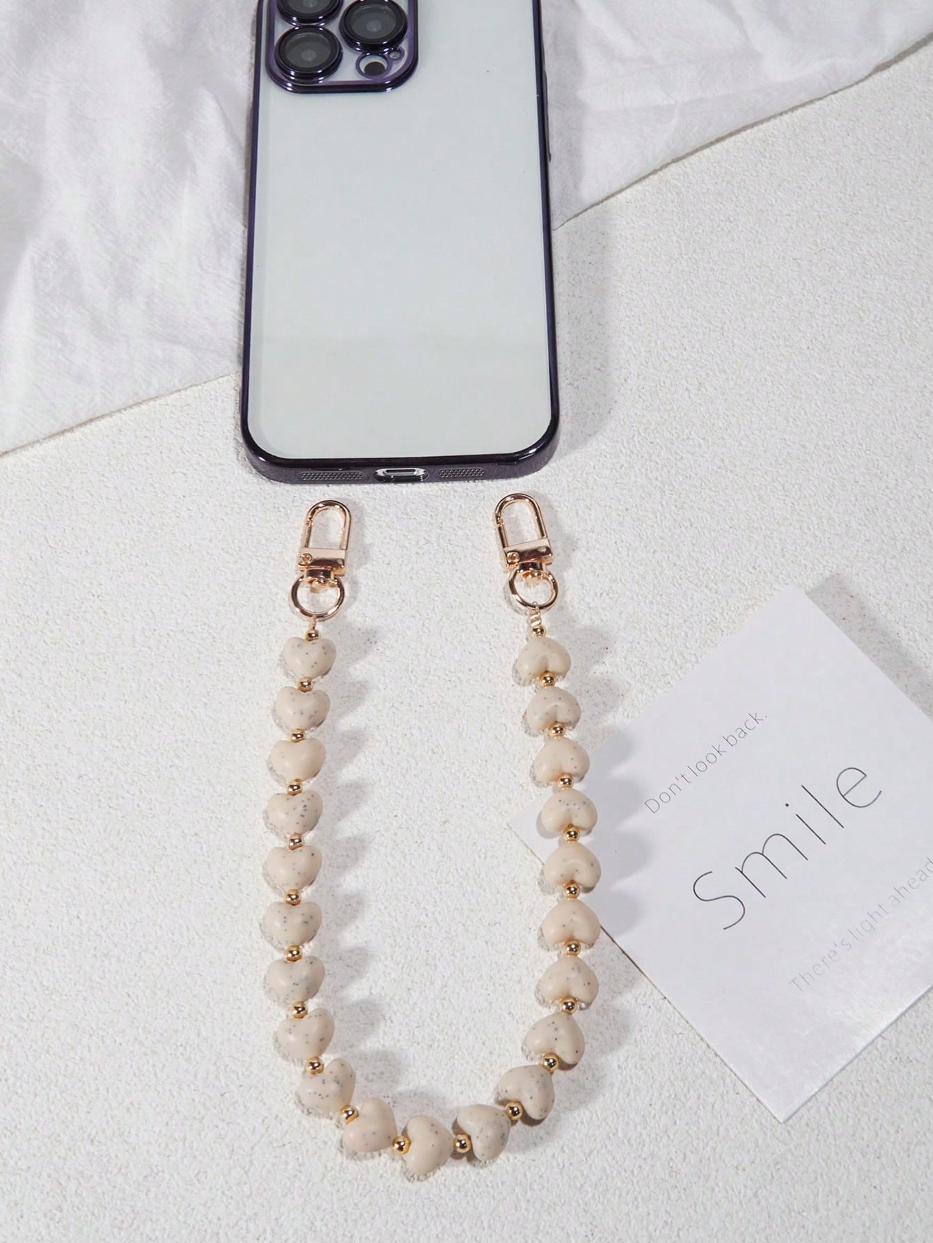 Pink Alloy Heart Element Colorful Heart-Shaped Faux Stone Phone Lanyard, Purple, Pink, Acrylic Bead Phone Strap, Compatible With Bag Charms, Keychains, Camera CCD Decor, Suitable As Holiday Gift Phone