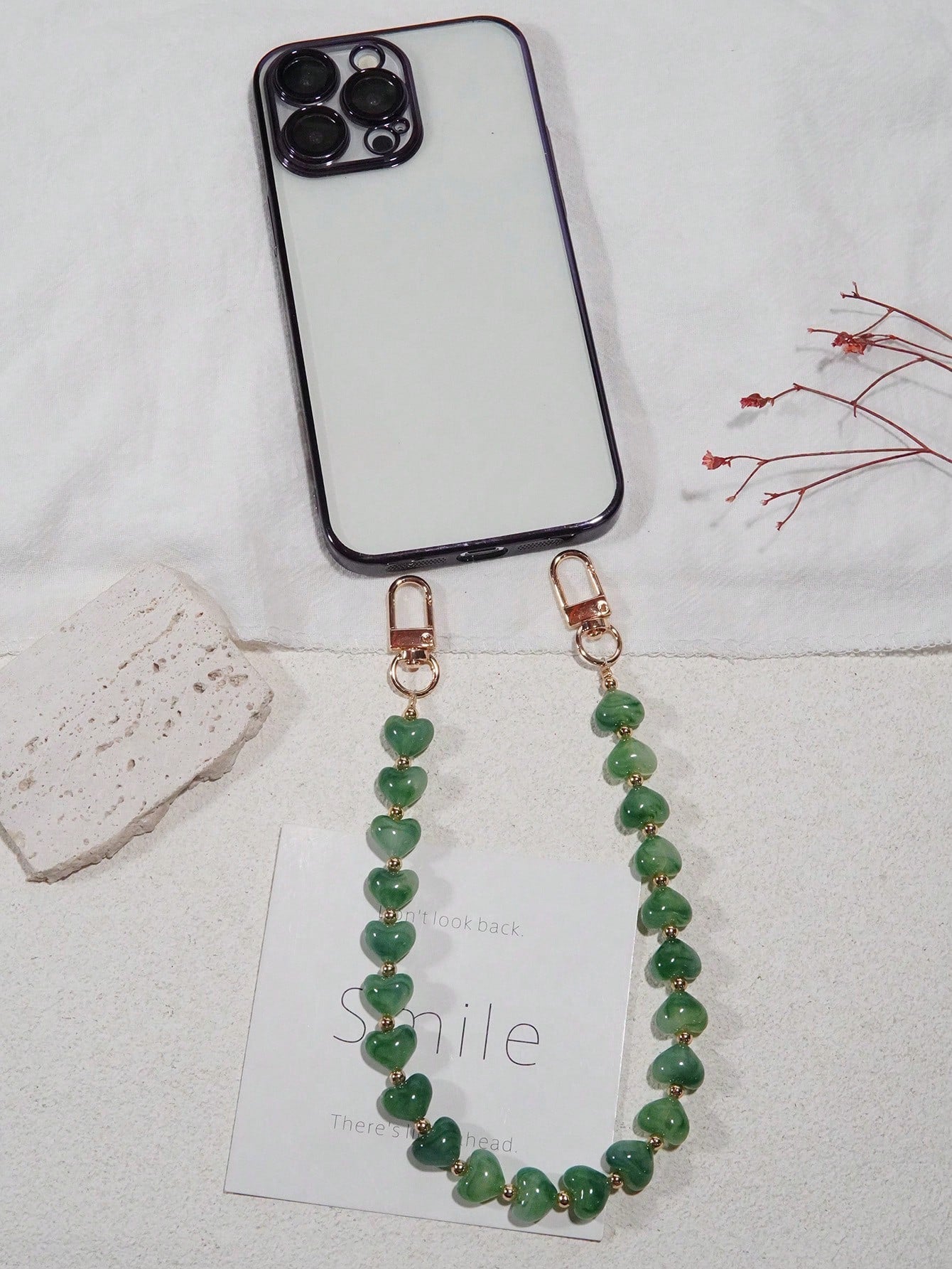 Pink Alloy Heart Element Colorful Heart-Shaped Faux Stone Phone Lanyard, Purple, Pink, Acrylic Bead Phone Strap, Compatible With Bag Charms, Keychains, Camera CCD Decor, Suitable As Holiday Gift Phone