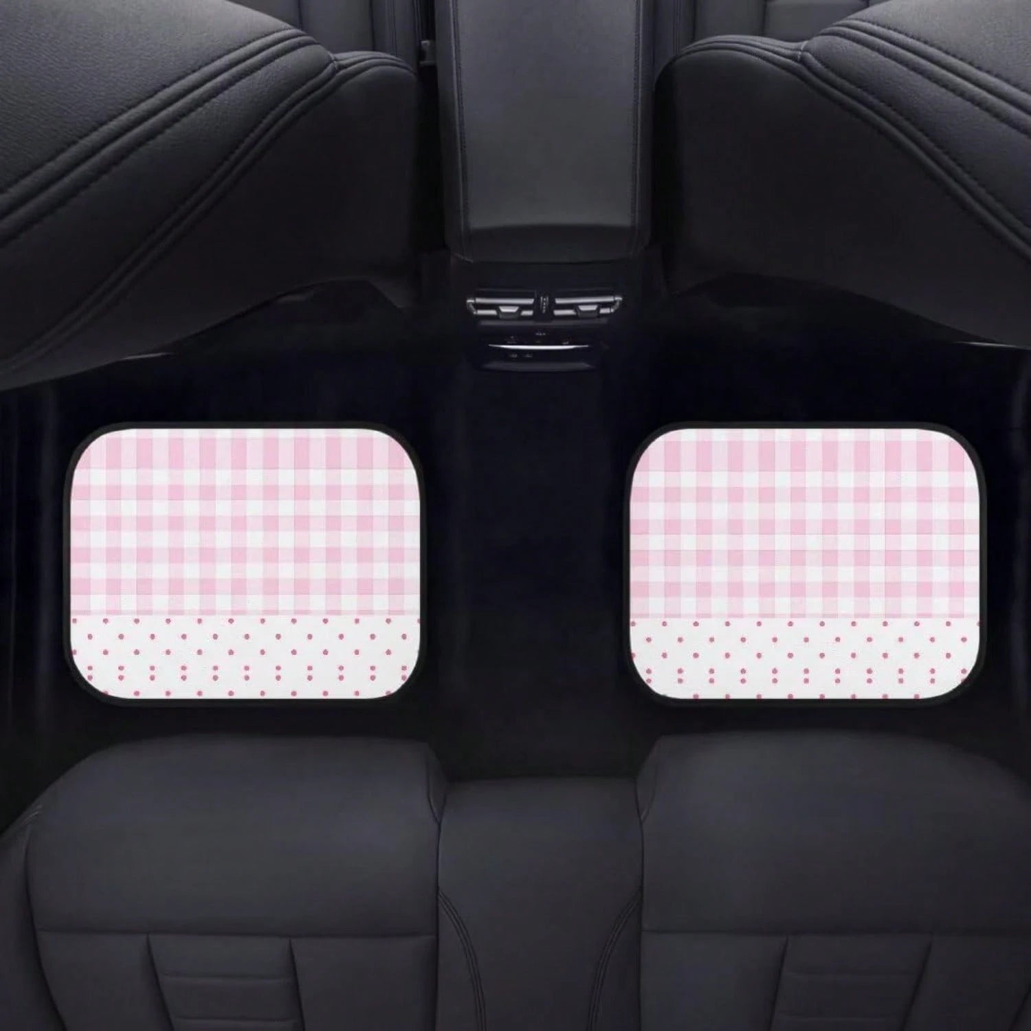 Pink Checkered Polka Dot Car Floor Mat 4-Piece Set- Cute Checkered Pattern Car Carpet Mats, Universal Car Accessories, Suitable For Trucks, Sedans, SUVs (Pink Checkered Version)