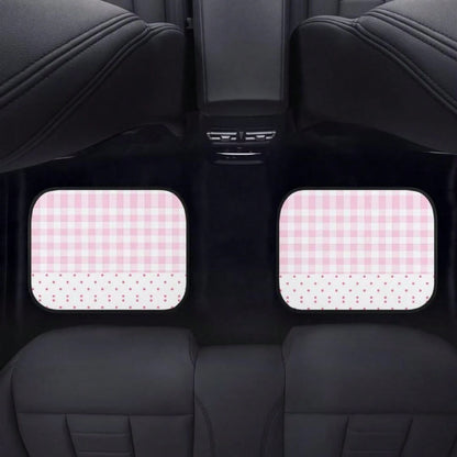 Pink Checkered Polka Dot Car Floor Mat 4-Piece Set- Cute Checkered Pattern Car Carpet Mats, Universal Car Accessories, Suitable For Trucks, Sedans, SUVs (Pink Checkered Version)