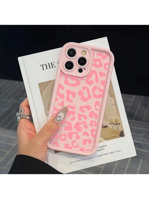 Pink Leopard Print Fashion Phone Cases Fashionable Creative Pink Leopard Print Pattern Phone Cases Compatible With IPhone Apple 11 12 13 14 15 16 Pro Max Pro Plus Series, Waterproof Shockproof Anti-Fa