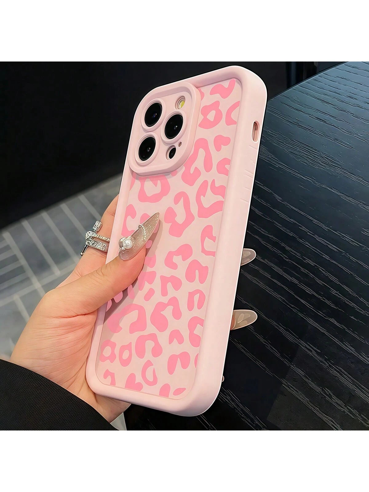 Pink Leopard Print Fashion Phone Cases Fashionable Creative Pink Leopard Print Pattern Phone Cases Compatible With IPhone Apple 11 12 13 14 15 16 Pro Max Pro Plus Series, Waterproof Shockproof Anti-Fa