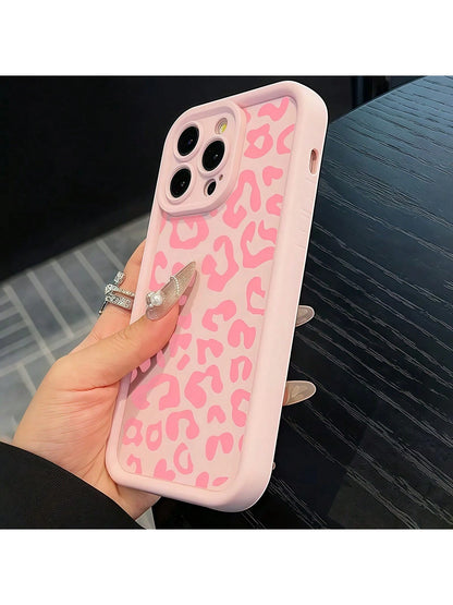 Pink Leopard Print Fashion Phone Cases Fashionable Creative Pink Leopard Print Pattern Phone Cases Compatible With IPhone Apple 11 12 13 14 15 16 Pro Max Pro Plus Series, Waterproof Shockproof Anti-Fa