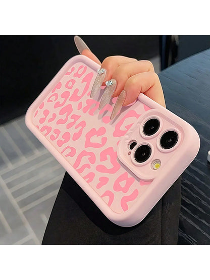 Pink Leopard Print Fashion Phone Cases Fashionable Creative Pink Leopard Print Pattern Phone Cases Compatible With IPhone Apple 11 12 13 14 15 16 Pro Max Pro Plus Series, Waterproof Shockproof Anti-Fa